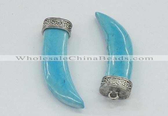 NGP4525 15*55mm - 15*60mm horn blue turquoise pendants wholesale