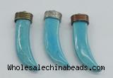 NGP4528 15*55mm - 15*60mm horn blue turquoise pendants wholesale