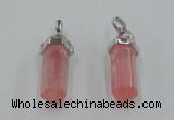 NGP5003 8*30mm sticks cherry quartz gemstone pendants wholesale