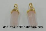 NGP5027 8*30mm sticks rose quartz gemstone pendants wholesale