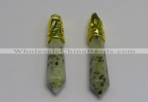 NGP5445 10*65mm sticks kiwi jasper pendants wholesale