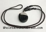 NGP5661 Agate oval pendant with nylon cord necklace