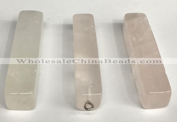 NGP5765 12*52mm cuboid rose quartz pendants wholesale