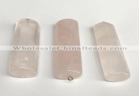 NGP5769 18*55mm - 20*58mm flat tube rose quartz pendants wholesale