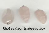 NGP5771 22*48mm - 25*55mm flat teardrop rose quartz pendants