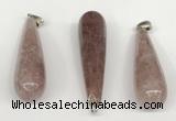 NGP5773 15*55mm teardrop strawberry quartz pendants