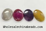 NGP5820 32*50mm faceted oval agate gemstone pendants wholesale