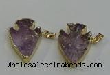 NGP6011 25*30mm - 30*35mm arrowhead amethyst pendants