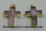 NGP6036 30*40mm - 35*45mm cross rose quartz pendants