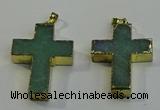 NGP6037 30*40mm - 35*45mm cross green aventurine pendants