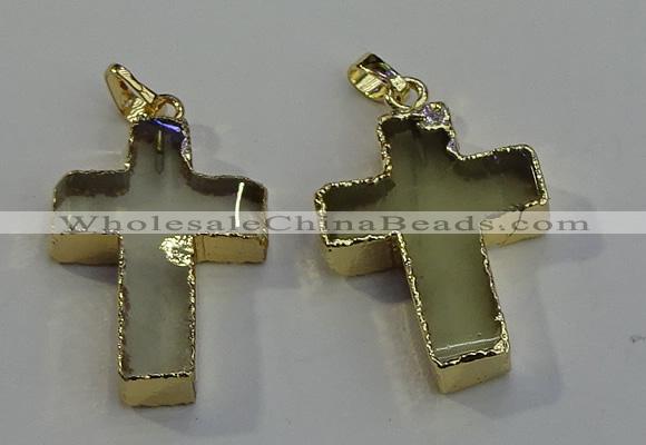 NGP6041 30*40mm - 35*45mm cross lemon quartz pendants