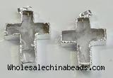 NGP6048 30*40mm - 35*45mm cross white crystal pendants