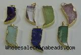 NGP6060 15*40mm - 18*45mm horn mixed gemstone pendants