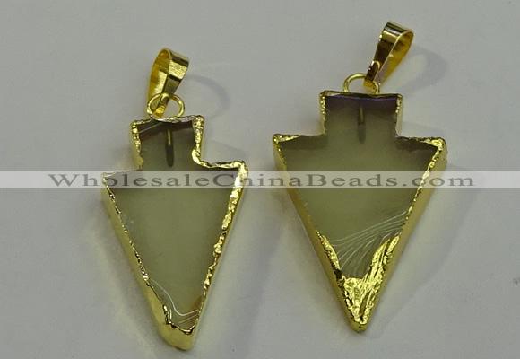 NGP6062 20*40mm - 25*45mm arrowhead lemon quartz pendants