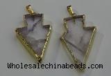 NGP6067 20*40mm - 25*45mm arrowhead white crystal pendants