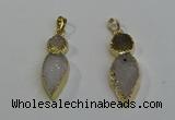 NGP6069 16*40mm - 18*45mm arrowhead druzy agate pendants