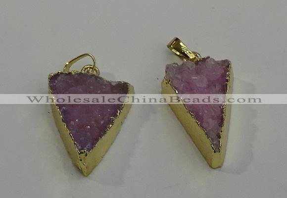 NGP6072 20*25mm - 25*35mm triangle druzy quartz pendants