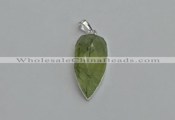 NGP6109 12*35mm - 15*40mm arrowhead green rutilated quartz pendants