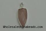 NGP6111 12*35mm - 15*40mm arrowhead rose quartz pendants