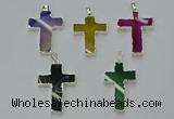 NGP6164 25*40mm - 30*40mm cross agate gemstone pendants