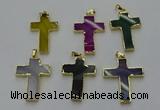 NGP6174 25*40mm - 30*40mm cross agate gemstone pendants