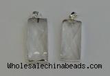 NGP6180 14*30mm - 15*38mm faceted rectangle white crystal pendants