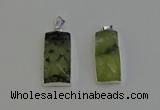 NGP6184 14*30mm - 15*38mm faceted rectangle green rutilated quartz pendants