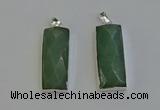 NGP6185 14*30mm - 15*38mm faceted rectangle green aventurine pendants