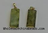 NGP6202 14*30mm - 15*38mm faceted rectangle green rutilated quartz pendants