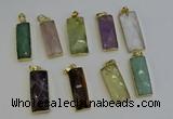 NGP6212 14*30mm - 15*38mm faceted rectangle mixed gemstone pendants