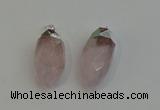 NGP6219 12*28mm - 15*30mm faceted bullet rose quartz pendants