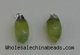 NGP6223 12*28mm - 15*30mm faceted bullet green rutilated quartz pendants