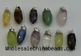 NGP6230 12*28mm - 15*30mm faceted bullet mixed gemstone pendants