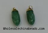 NGP6241 12*28mm - 15*30mm faceted bullet green aventurine pendants