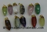 NGP6250 12*28mm - 15*30mm faceted bullet mixed gemstone pendants