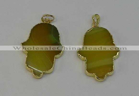 NGP6255 22*40mm - 25*45mm hamsahand agate gemstone pendants