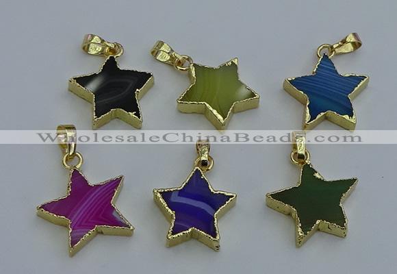 NGP6273 20mm star agate gemstone pendants wholesale