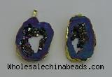 NGP6312 25*35mm - 30*45mm freeform plated druzy agate pendants