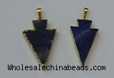 NGP6325 20*40mm - 25*45mm arrowhead lapis lazuli pendants