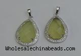 NGP6332 25*30mm teardrop lemon quartz pendants wholesale