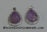 NGP6334 25*30mm teardrop light amethyst pendants wholesale