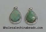 NGP6338 25*30mm teardrop amazonite gemstone pendants wholesale