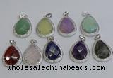 NGP6348 25*30mm teardrop mixed gemstone pendants wholesale