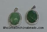 NGP6359 25*30mm oval green aventurine pendants wholesale