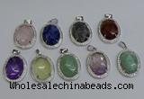 NGP6368 25*30mm oval mixed gemstone pendants wholesale