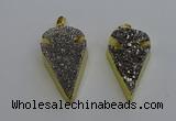 NGP6375 23*42mm - 25*45mm arrowhead plated druzy agate pendants