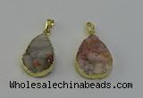 NGP6390 20*30mm - 25*30mm flat teardrop druzy agate pendants