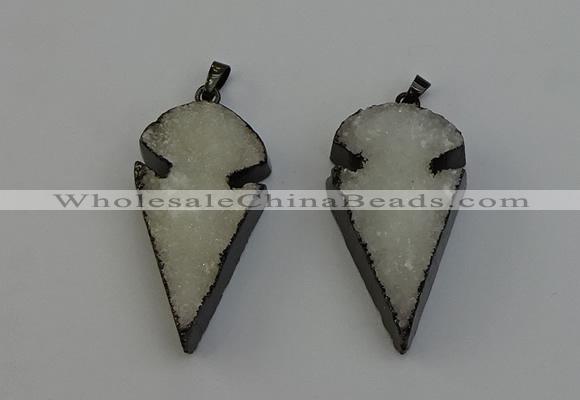 NGP6396 20*40mm - 25*45mm arrowhead druzy agate pendants