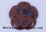 NGP643 5pcs 6*40mm flower mahogany obsidian gemstone pendants