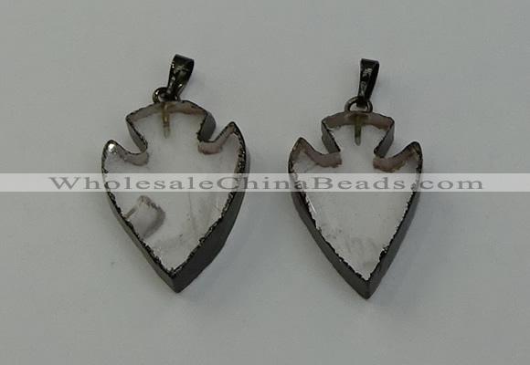 NGP6450 22*28mm - 25*35mm arrowhead white crystal pendants